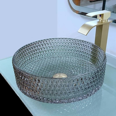 Altura de cristal de la sobremesa 120m m del negro del lavabo de la encimera moderna artística