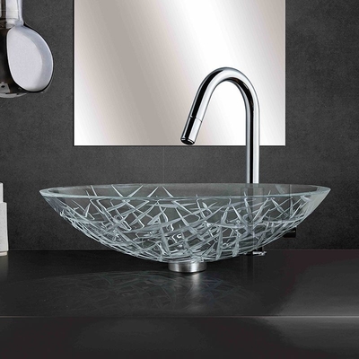 El fregadero oval grande del buque del Super Clear moderó L51 de cristal 5*W360 * H140mm