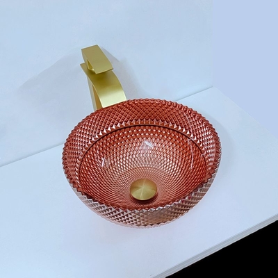 Vidrio Shinning Rose Gold Vessel Sink Square sobre contrario electrochapada