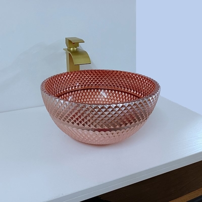 Vidrio Shinning Rose Gold Vessel Sink Square sobre contrario electrochapada