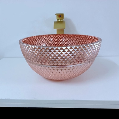 Vidrio Shinning Rose Gold Vessel Sink Square sobre contrario electrochapada