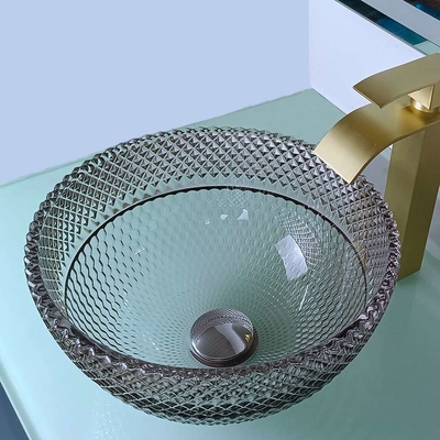 Retrete alrededor del cuarto de baño de cristal Crystal Transparent del fregadero negro del buque