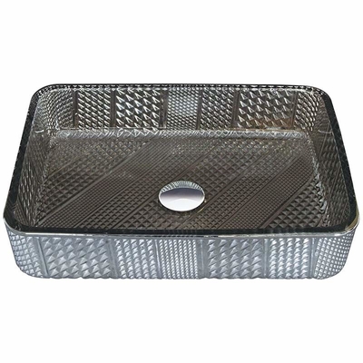 El buque rectangular cromado hunde el cristal de plata de cristal moderado