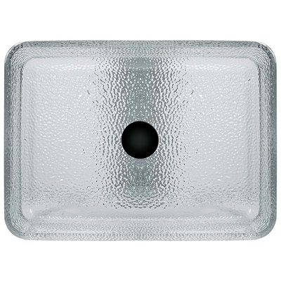 330mm 460mm Baño Lavadero Cuenca de la mesa de la parte superior de vidrio poco profundo Dibujo a presión Cristal claro
