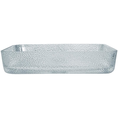 330mm 460mm Baño Lavadero Cuenca de la mesa de la parte superior de vidrio poco profundo Dibujo a presión Cristal claro