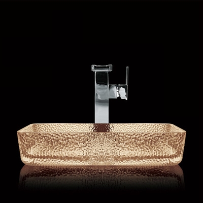 Lavabo de lavado a mano ligero del retrete del té Crystal Vessel Rectangular Bathroom Sink