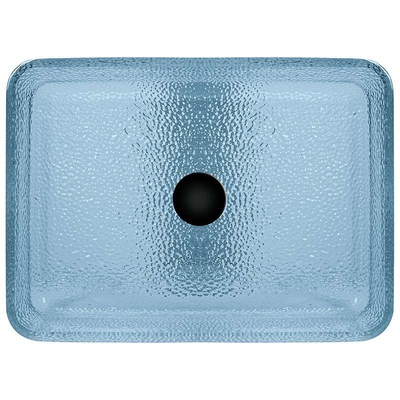 El color azul del rectángulo de la encimera del lavabo del agua de cristal moderna del cuarto de baño laqueó