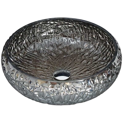El fregadero decorativo cromado del cuarto de baño rueda forma de la bola alrededor del fregadero de cristal de plata del buque