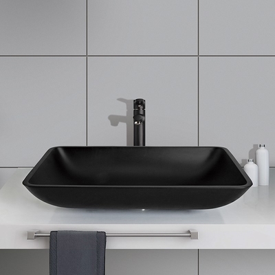 Fregadero de cristal moderado ronda ácida del buque de Matt Bathroom Wash Basins Black
