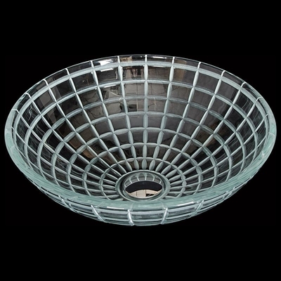 Longitud de cristal moderada del cuenco 420m m del lavabo alrededor del fregadero de cristal de la vanidad del buque