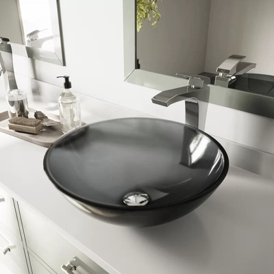 Vidrio moderado hecho a mano Gray Vessel Bathroom Sink del lavabo circular de la encimera