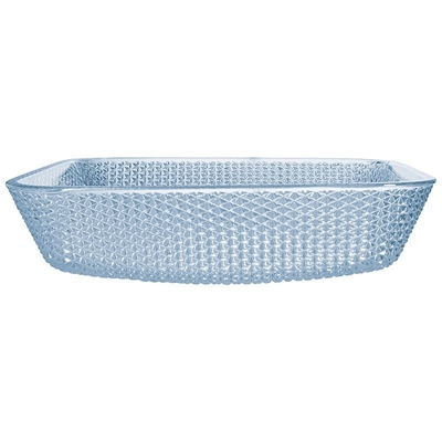 Vidrio cuadrado azul Crystal Hand Wash del fregadero del cuarto de baño del buque del agua
