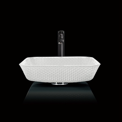 la vanidad de la encimera de 12m m hunde el blanco resistente de Crystal Square Vessel Bathroom Scratch
