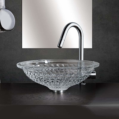 La ronda Crystal Wash Basins Hand Wash 415m m 140m m para el hotel a presión fundición