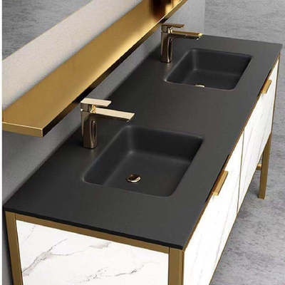 Encimera simple o doble moderada cuarto de baño modificada para requisitos particulares del fregadero del buque de la vanidad de cristal del fregadero