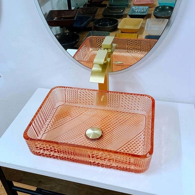 Lavabo L445 anaranjado rectangular * W330 de Crystal Vanity Top Glass Wash * H105mm 12m m grueso