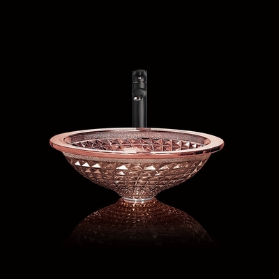 Rose Gold Bathroom Sink Crystal formada embudo cromó la longitud de 450m m