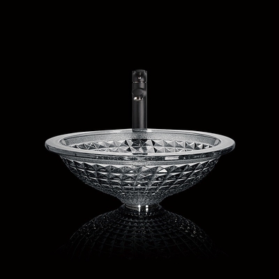 El cuarto de baño hecho a mano circular de Crystal Wash Basins Vessel Glass concentra gris formado del humo