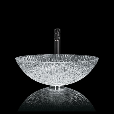 Cuenco de cristal artístico redondo del fregadero del buque de Crystal Wash Basins 130m m del hotel para el cuarto de baño casero