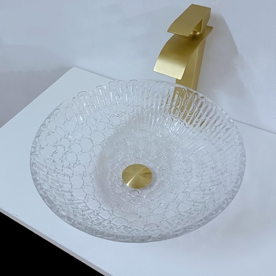 Cuenco de cristal artístico redondo del fregadero del buque de Crystal Wash Basins 130m m del hotel para el cuarto de baño casero