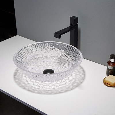 Cuenco de cristal artístico redondo del fregadero del buque de Crystal Wash Basins 130m m del hotel para el cuarto de baño casero