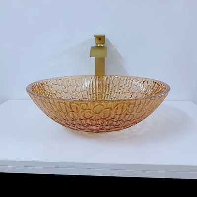 Cristal redondo moderno grande del fregadero redondo bajo de cristal de encargo del buque