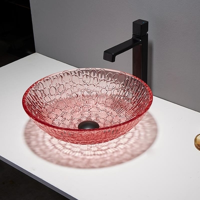 Encimera Crystal Wash Basins Bathroom Glass del color rojo moderno
