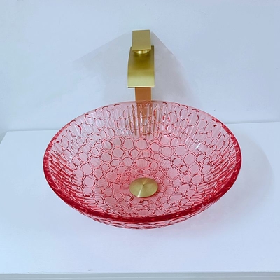 Encimera Crystal Wash Basins Bathroom Glass del color rojo moderno