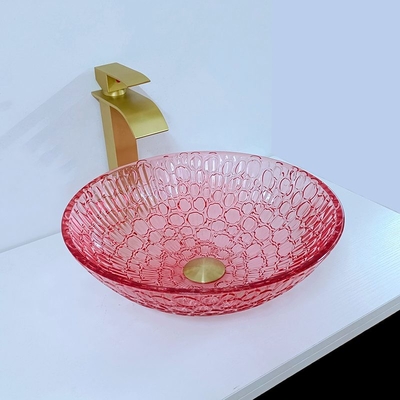 Encimera Crystal Wash Basins Bathroom Glass del color rojo moderno