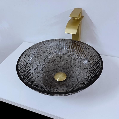 Moderno laqueada de Crystal Wash Basins Black Round del gabinete de la esquina diseñado