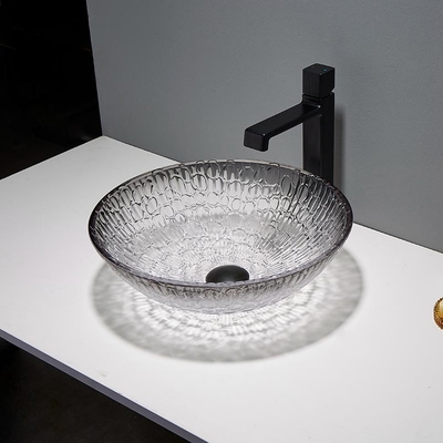 Buque de cristal moderno moderno de Crystal Wash Basins Gradient Black