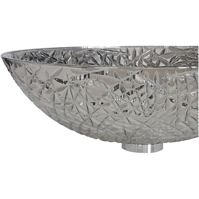 Cuenco cromado del lavabo del cuarto de baño sobre cristal moderno de plata oval contrario