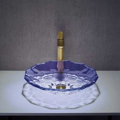 Modernos tallados forman el lavabo púrpura del OEM del fregadero de cristal del cuarto de baño