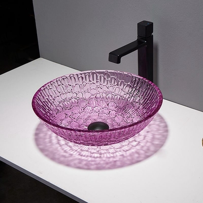 lavabo del cuenco del cuarto de baño de la púrpura de 395m m Crystal Wash Basins Round 130m m