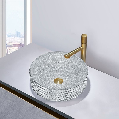 Fregaderos artísticos color plata de la encimera del lavabo de cristal moderno