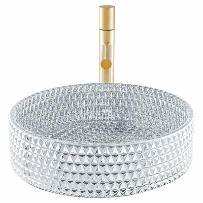 Fregaderos artísticos color plata de la encimera del lavabo de cristal moderno