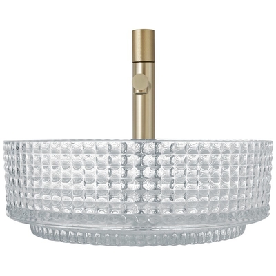 Lavabo de cristal formado cilindro europeo Crystal Clear Sink Diemater 14,8”