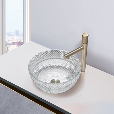 Fregaderos calatiformes de la encimera del cuarto de baño de Crystal Clear Glass Vessel Basins
