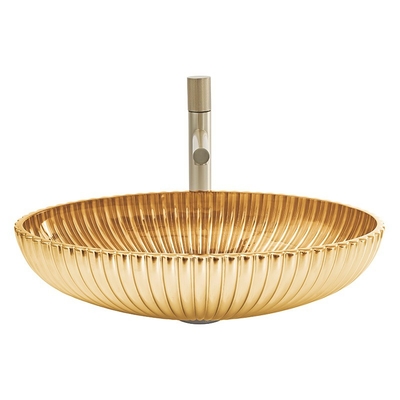 Altura interior del buque del OEM del color oro de cristal robusto 135m m de los lavabos 18k
