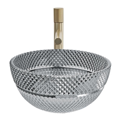 Crystal Glass Round Countertop Basin moderno para el cuarto de baño