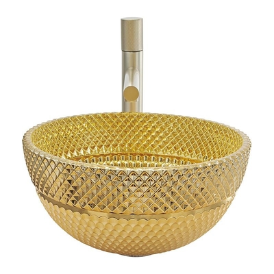el cuarto de baño de cristal del color oro del lavabo 18K del agujero de dren de 45m m se hunde para el hotel casero