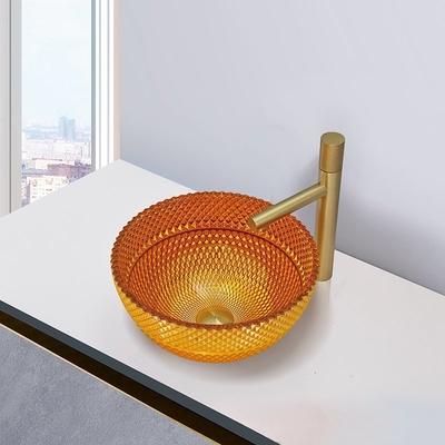 El cuarto de baño de cristal redondo del color oro del lavabo 24K hunde fácil mantiene