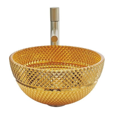 El cuarto de baño de cristal redondo del color oro del lavabo 24K hunde fácil mantiene