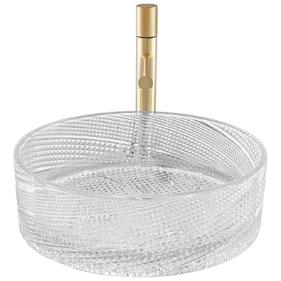Lavabos de cristal claros superficiales del buque de la tela cruzada para el hotel del cuarto de baño