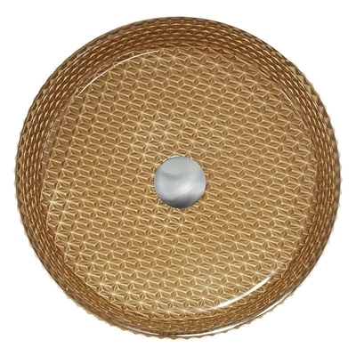 45m m Crystal Glass Wash Basin Gold colorean el fregadero cilíndrico de la vanidad del cuarto de baño de la forma