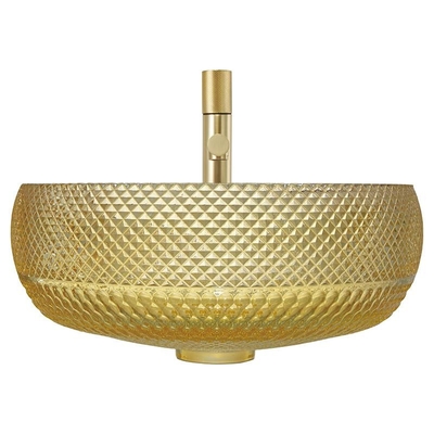 Fregadero de la vanidad del cuarto de baño del color de Crystal Glass Vessel Basins Yellow del diseño de Italia