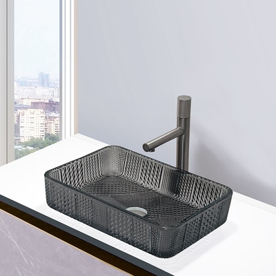 Fregadero negro transparente del lavabo de cristal rectangular europeo del estilo