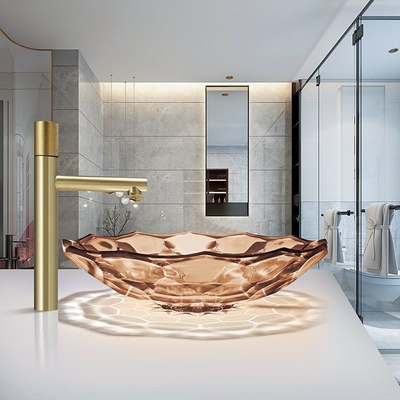 Fregaderos de cristal del buque del color del té del lavabo del estilo del norte de Americ
