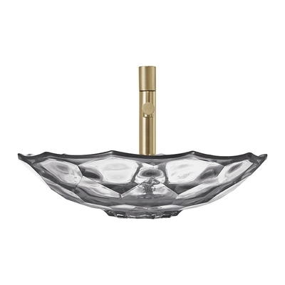 Luz de cristal formada bola moderna Gray Color Vessel Sinks Pop del lavabo encima del dren