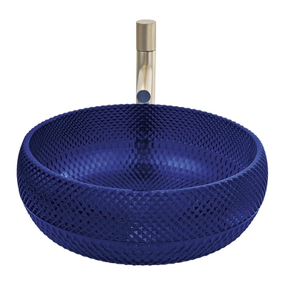 Fregadero azul de la encimera del color de Crystal Glass Vessel Basins Royal